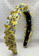 Lele Sadoughi Liberty London Slim Candy Knotted Headband Yellow Blue Floral