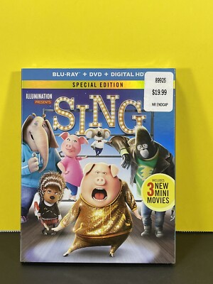Sing (Blu-ray/DVD 2017 2-Disc Set, Digital Copy) NEW W/Slipcover Special Edition