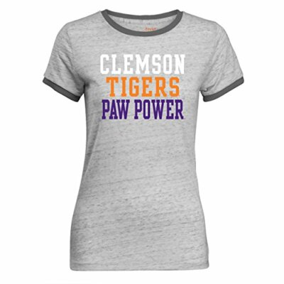 Camp David NCAA Tomboy Women's Ringer Short Sleeve TeeClemson TigersCharcoalM...