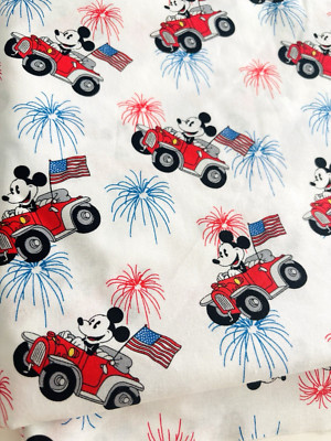 Mickey Patriotic Car Disney by Springs Creative 2 Yards -Fireworks Fabric