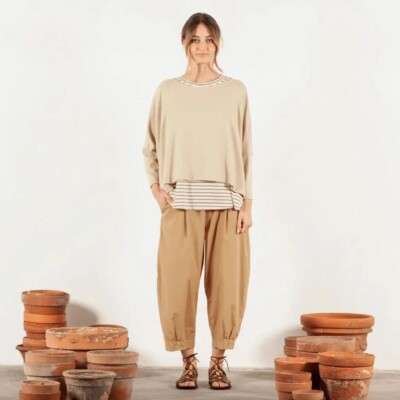 Brandneu mit Etikett Mama B KIRA lässiger Oversize 96 % Baumwolle marineblau/latte UVP 125 £ hergestellt in Italien