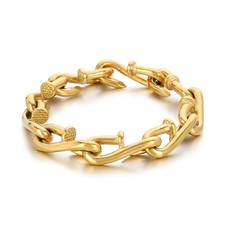 Cool Design Nail Hook Interlocking Link Chain Stainless Steel Mens Bracelet 12mm