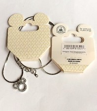 Disney Mickey Mouse Ears Necklace 19-21" Silver Plated Crystal Disneyana USA