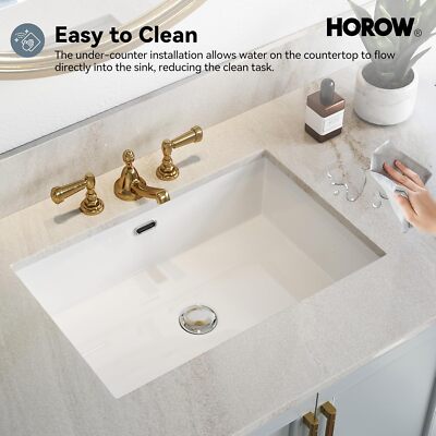 24'' Rectrangle Undermount Vitreous Ceramic Lavatory Vanity Bathroom Vessel Sink