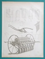 AGRICULTURE Dutch Plow Plough Design Sowing Drills - 1808 Antique Print