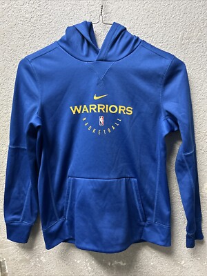 Golden State Warriors Nike Hoodie YOUTH Medium Basketball, Dri-Fit, Blue 