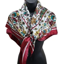 Women's Scarf Multicolor Floral Wrap 36/37" Square Neck Hair Head Tie