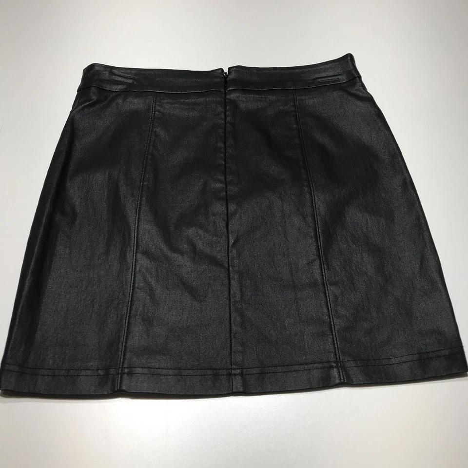 Юбка папайя женская размер большой искусственная кожа черная молния вентиляционная прямая короткая - Изображение 3 из 4