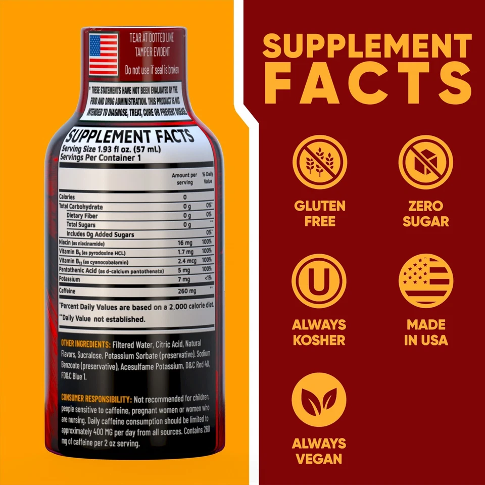 (Paquete de 48) Disparos de energía de sobrecarga GAQ B12, granada, hasta 7+ horas de energía Foto 2 de 4