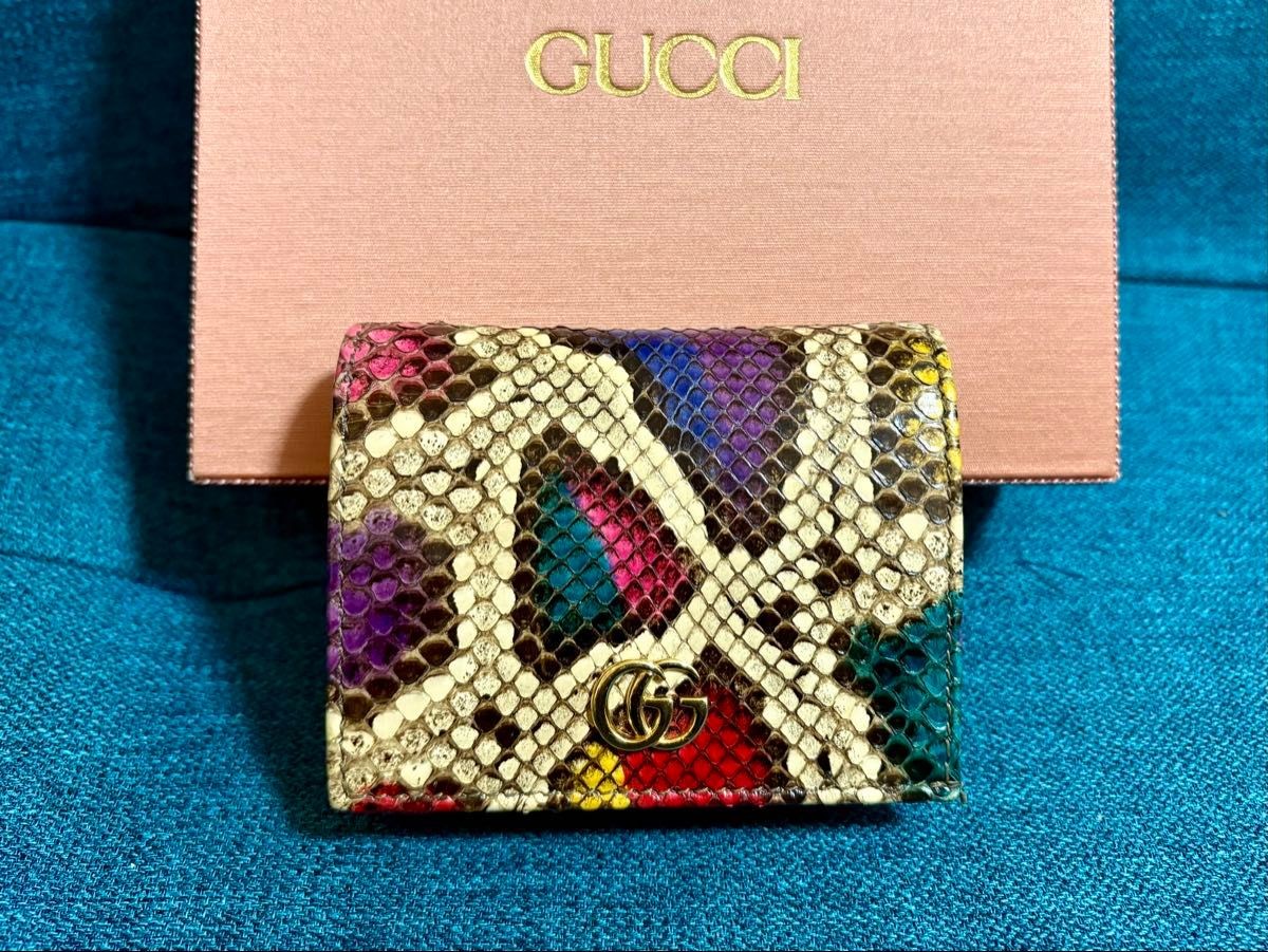Gucci Python Leather Bifold Wallet Black Used - image 1