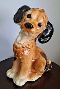 UNBRANDED PUPPY DOG FIGURE STATUE PORCELAIN CERAMIC 9" TALL