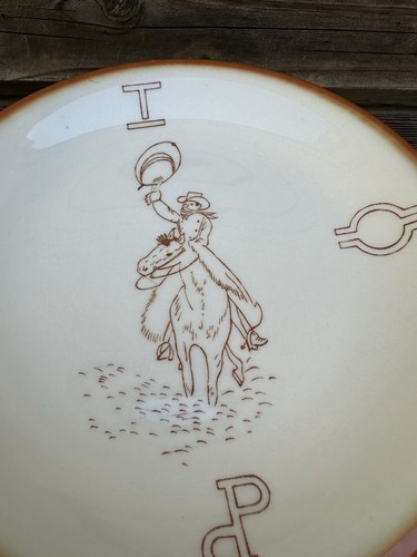 Vintage Russel Wright Sterling China Cowboy Ranch Western Branding Plate 7.5” - Picture 2 of 5