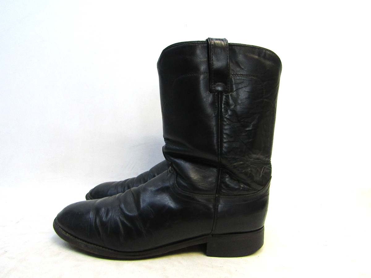 TONY LAMA Mens Size 10.5 D Black Leather Roper Cowboy Western
