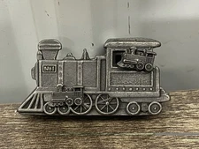 Torino Pewter Train Trinket Box with brooch/pin, earrings 1980s