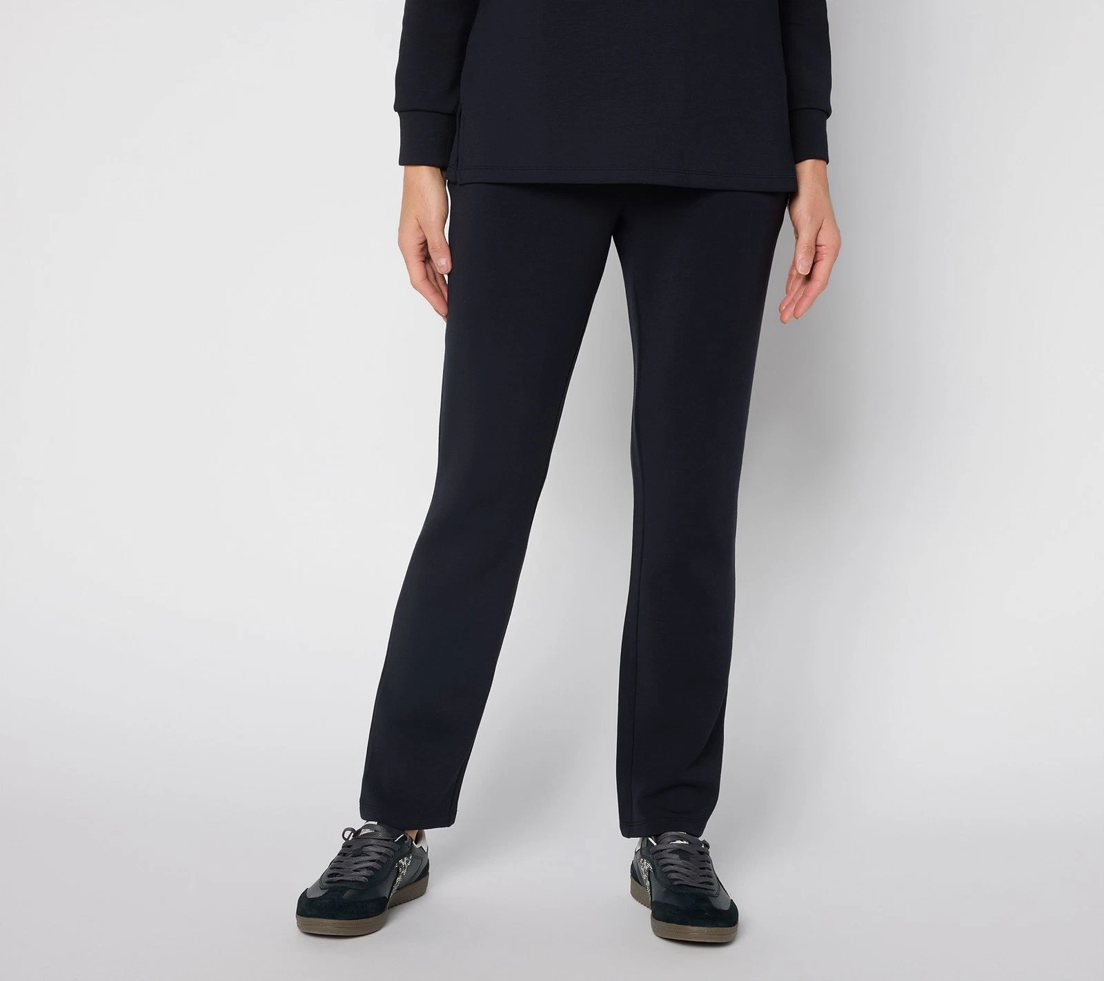 Belle by Kim Gravel Regular ScubaLuxe Straight Leg Pants Black 1X New