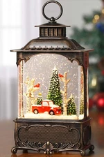 Red Truck Snow Globe Lantern Christmas Decorations Gifts Auto Snowfall Glitte...