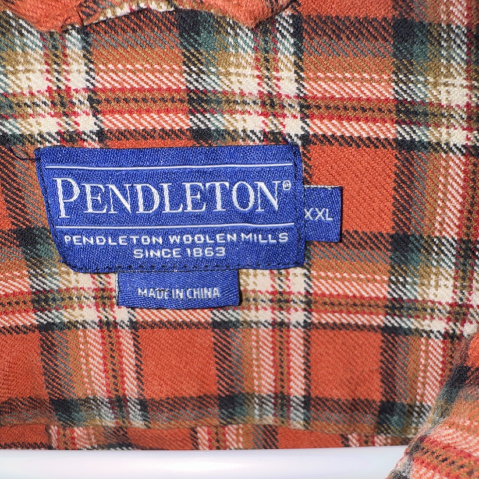 Pendleton Orange Plaid Wool Flannel Button-Up Shi… - image 4