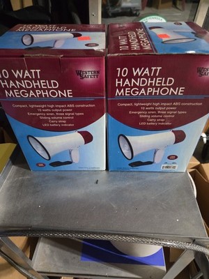 2 Western Safety 10 Watt 2 Handheld Megaphone Battery-Powered 2 Function New X2