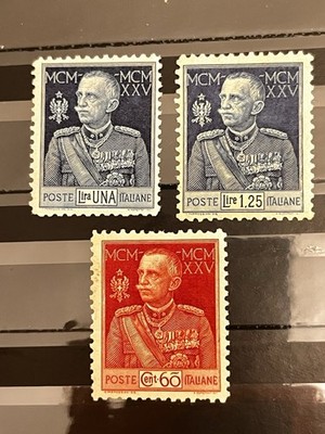 ITALY KINGDOM 1925 KING'S JUBILEE 3 VALUES MNH