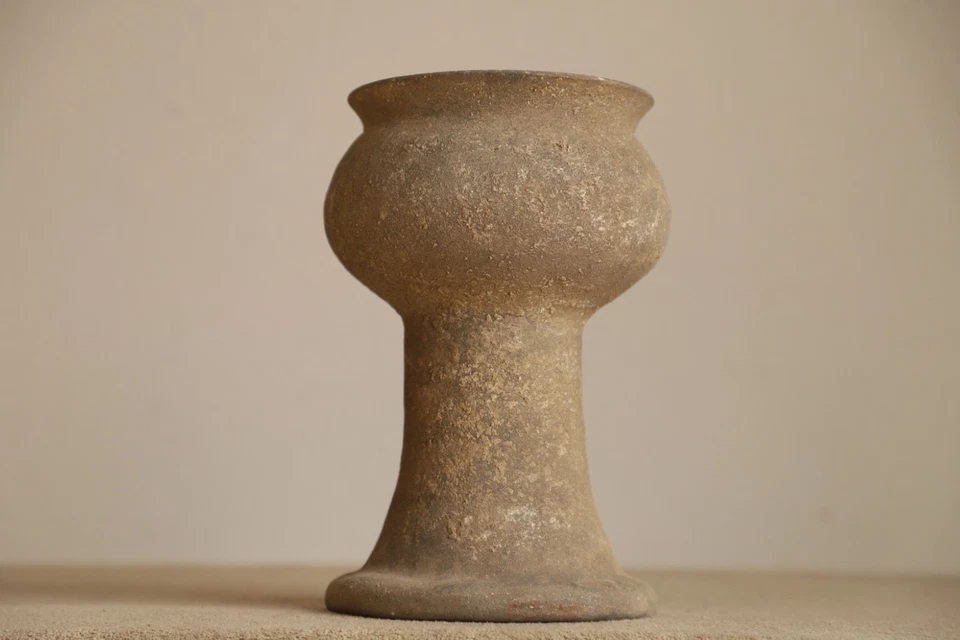 Antiguo recipiente de comida ritual de cerámica china dinastía Dou Zhou antiguo coleccionable Foto 2 de 4