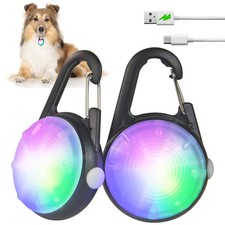 Clip-On Dog Collar Light for Night Walking, 4 Modes, Rechargeable, 2 Pack