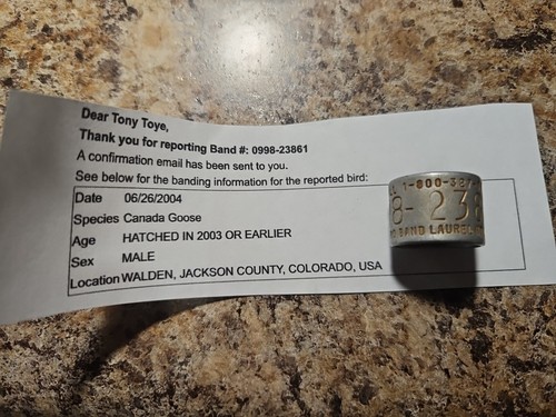 2004 100% WALDEN COLORADO Canada Goose CALL 800 327 Band 0998 Duck Bird Call Leg