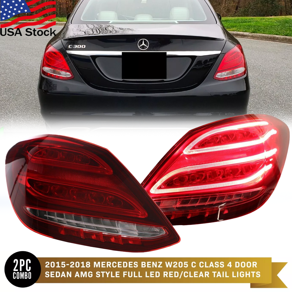 LH+RH Rear Lamp LED Tail Lights For 2015-18 Mercedes Benz C Class W205 C300 C250