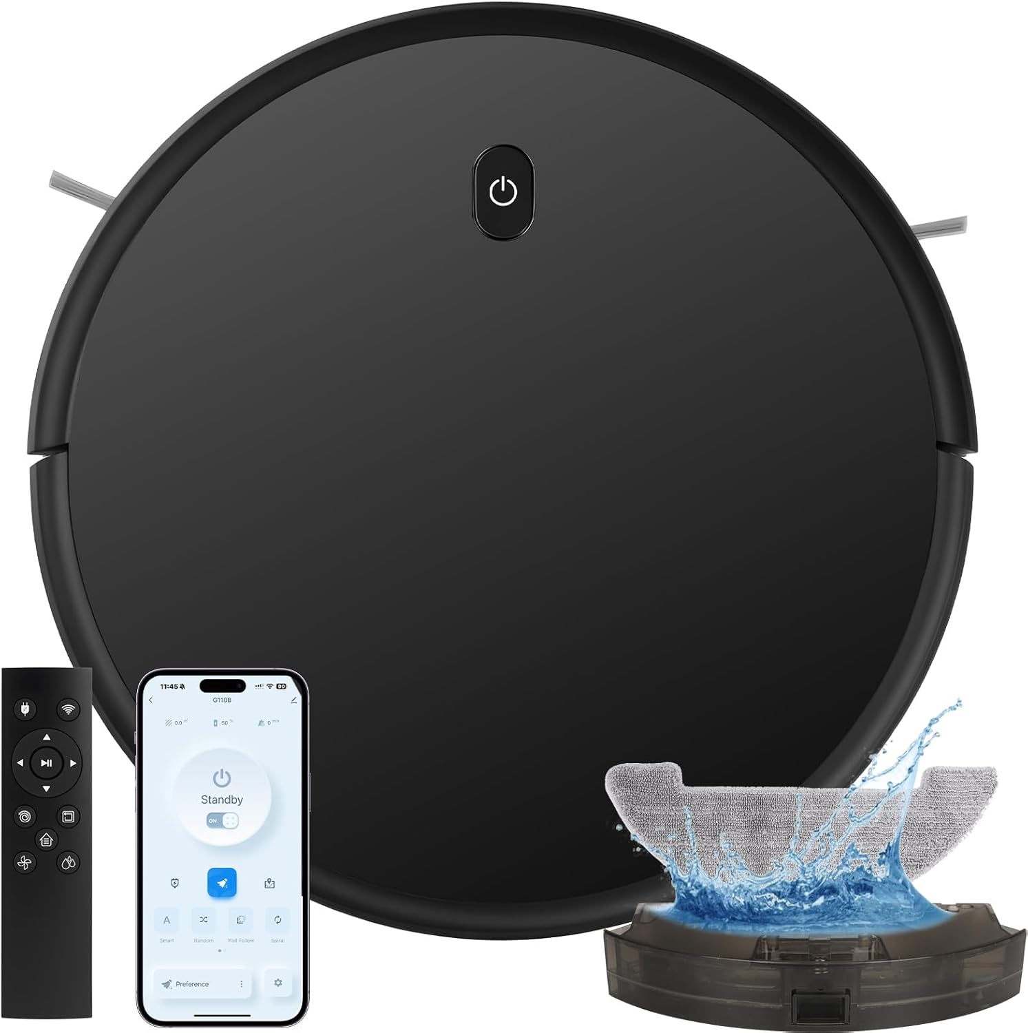 Robot Vacuum and Mop Combo, 5000Pa Vacuum Cleaner Robot Navigation with High Eff-image