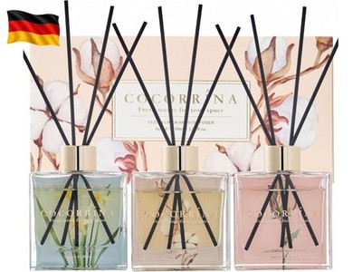 Raumduft Reed Diffuser - 3 x 90ml mit 24 Duftstäbchen Kaschmir 