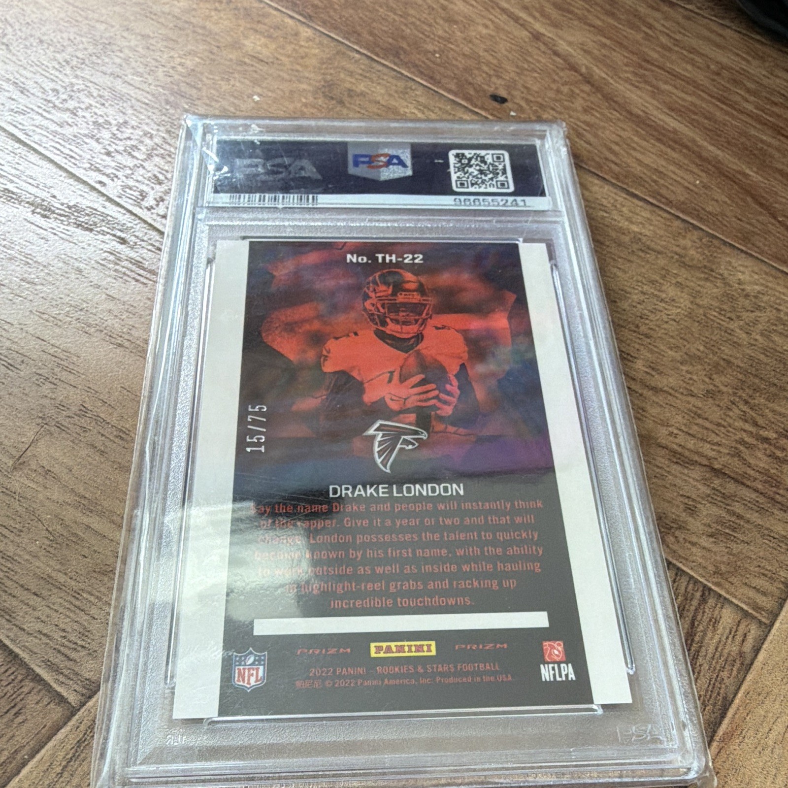 Panini Rookies & Stars Thrillers Drake London TH-22 Pink /75 RC PSA 10 view 2