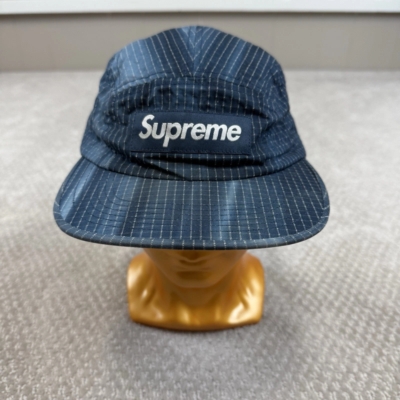 Casquette de camp Supreme Tie Dye Ripstop bleue réglable réfléchissante chapeau USA 5 panneaux