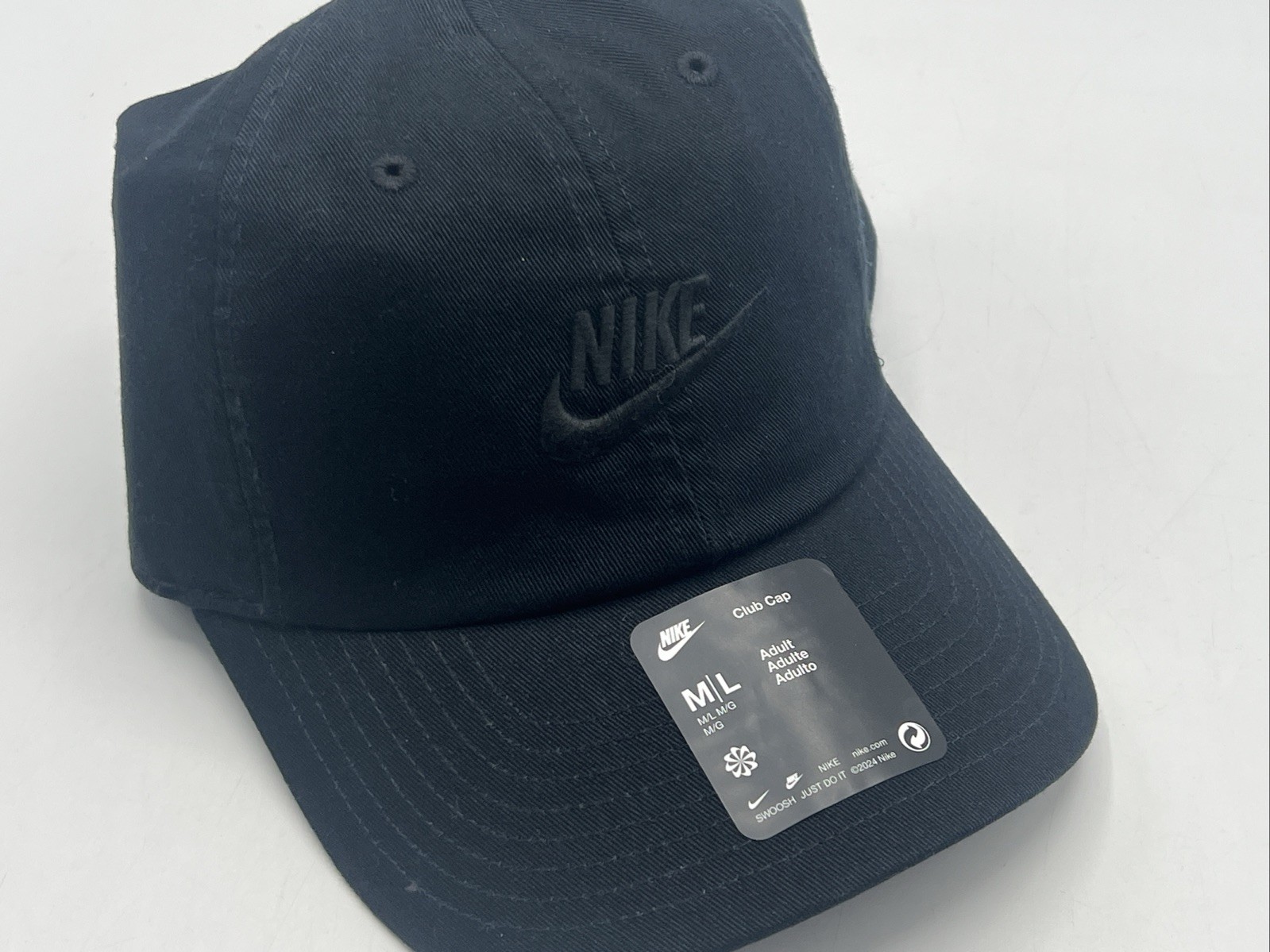 Nike Club Unstructured Futura Wash Cap Triple Black Hat FB5368 010 - SIZE M/L