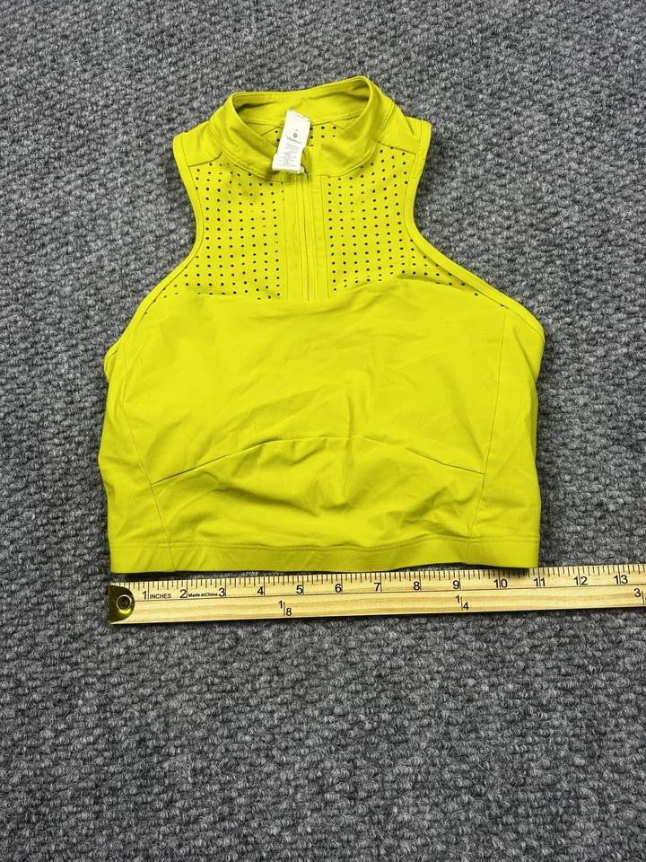 Sutiã esportivo feminino Lululemon 4 amarelo gola alta zíper frontal perfurado racerback - Imagem 4 de 4