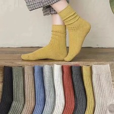 10 Pairs Women s Soft Blend Mid-Length Socks Solid Colors Japanese Retro Style