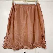 Vintage 70s Barbizon Scalloped Edge Knee Length Slip Skirt Hand Dyed Size XL