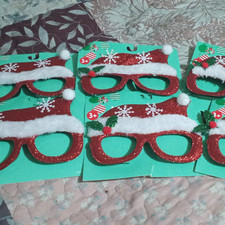 Midwood Brands Christmas Costume Glasses Red Glitter Santa Hat