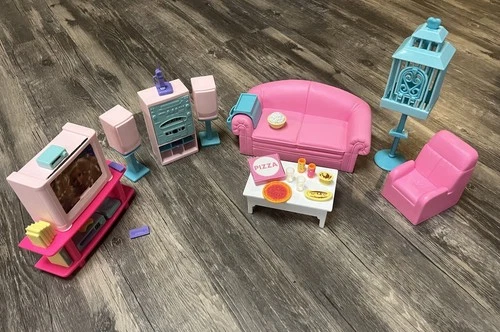 Vintage 1995 Barbie "So Much to Do!" Living Room Playset