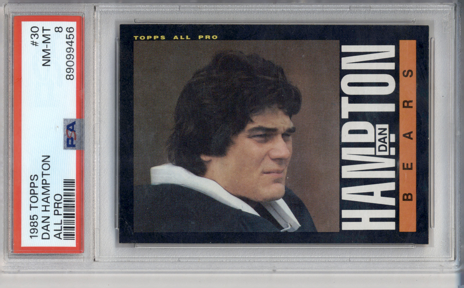 1985 Topps Football #30 Dan Hampton Chicago Bears Super Bowl Champions PSA 8 |