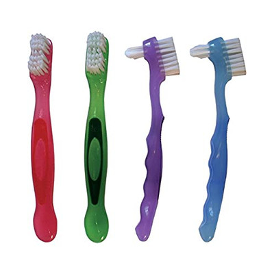 OraBrite 90026 OraLine Denture Brushes Angled Handle With Finger Grips 120/Pk