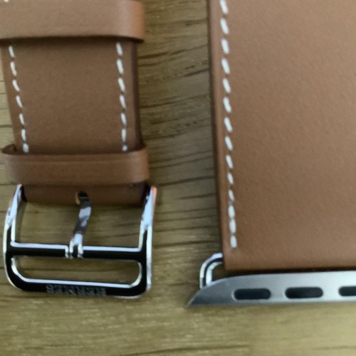 Apple Watch Hermès Brown Leather Band 44mm Unisex High Quality Replacement - Zdjęcie 6 z 7