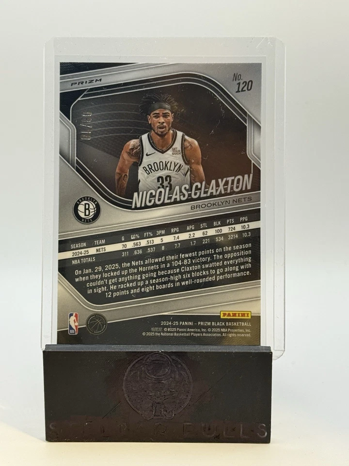 NICOLAS CLAXTON 2024-25 Prizm Black #120 Base GOLD SHIMMER PRIZM SP /10 Nets - Image 4 of 4