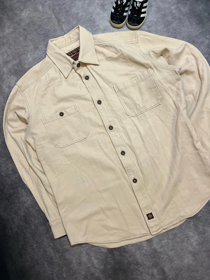Marlboro Classics Heavy Cotton Shirt Mens XL Beige Workwear Overshirt Utility - Photo 3/4