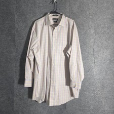 Paul Fredrick Mens 18.5 34 Plaid Non Iron Dress Shirt Two Ply Cotton Classic Fit