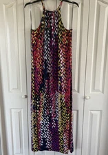 Trina Turk Women's multi color Printed Halter Maxi Dress Size L