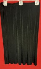 Choices Women s Elastic Waist Stretch Midi Flowy Skirt-L- Black-USA Made