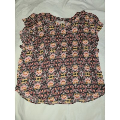 LOFT PLUS Floral Print Flutter Sleeve V Neck Top Women's Size 16 LOFT PLUS Top