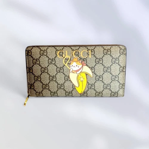 Portefeuille long Gucci GG Supreme d'occasion collaboration banane fermeture éclair ronde 701060