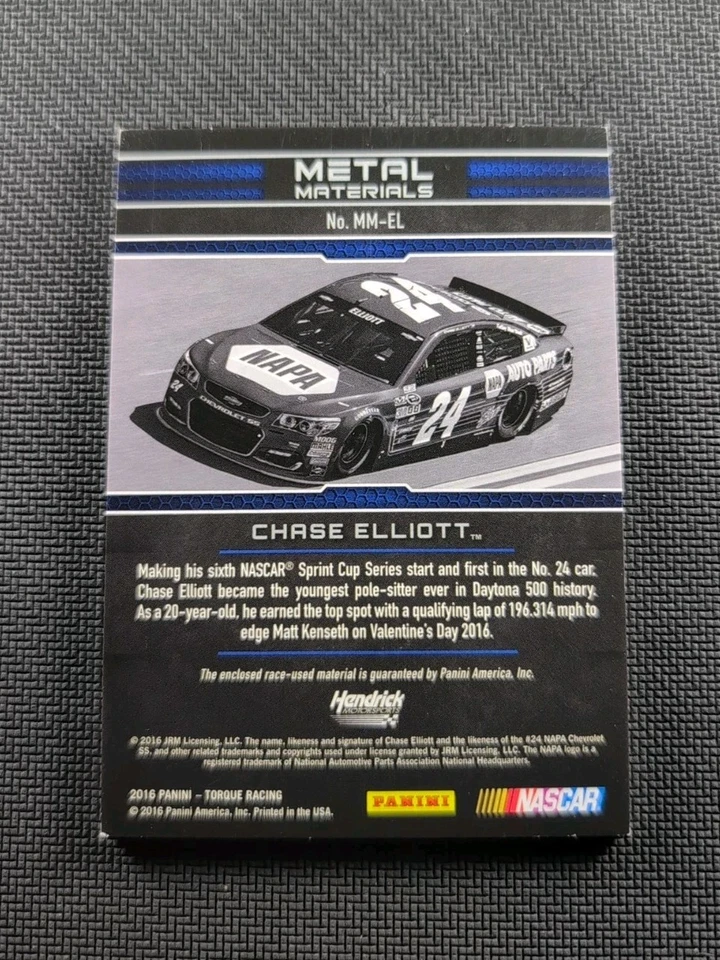 Chase Elliott Card 2016 Panini Torque Dual Metal Materials Relic Red /49 #MM-EL - Image 2 of 2