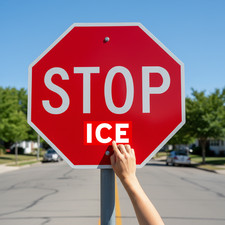 ICE Sticker That Happens to be the Same Shade of Red as a Stop Sign 3.5" x 7"