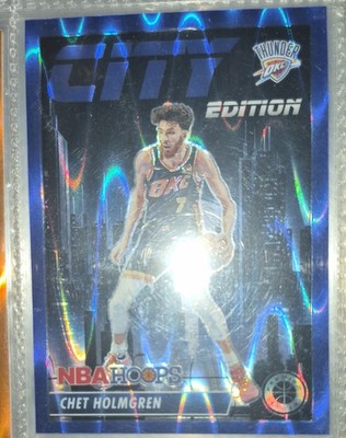 2023-24  Nba Hoops Premium Stock  City Edition Chet Holmgren #9 Blue Seismic /99